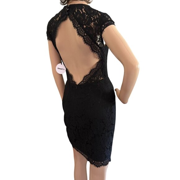 Black Lace Open Back Dress About Us Size S Womens Elegant Formal Partywear - Picture 9 of 9